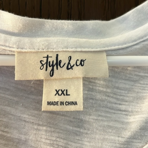 Style & Co. White short sleeved blouse with lacy design on the front. Size XXL. - Picture 2 of 5